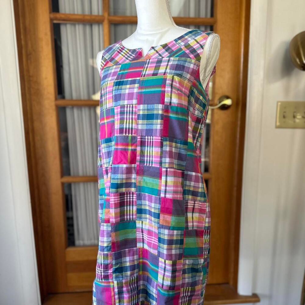 Rainbow talbots patchwork plaid sleeveless dress size 8p